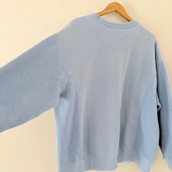 Aerie Sweatshirt Crewneck Medium Blue Fleece Knit Texture Oversized Cozy - Image 6