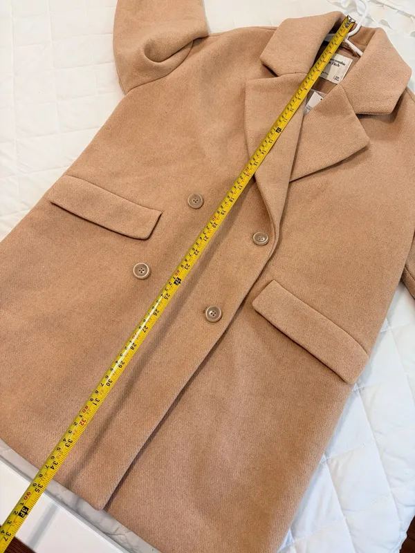 Abercrombie & Fitch Camel Double Breasted Coat XS Petite Old Money Quiet Luxury - Image 7