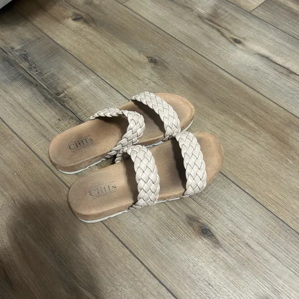 Cliffs by White Mountain Women's Beige Braided Double-Strap Slide Sandal - Image 2