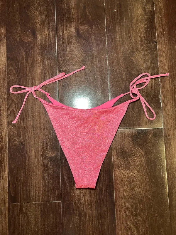 NWT L*Space Lennox Shimmery Pink Side Tie Bikini Bottom Size Medium - Image 3