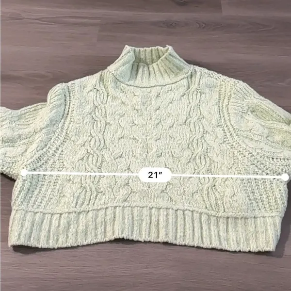 Free‎ People Carousel Mint Green Knit Long Sleeve Cropped Sweater Size XS - Image 9
