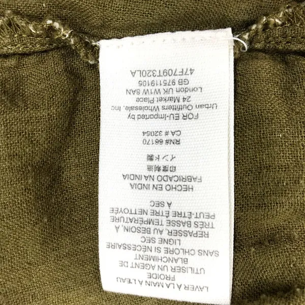 FREE PEOPLE V-Neck Blouse-Tunic Women M Olive Coastal Boho Cottage Western City - Image 14