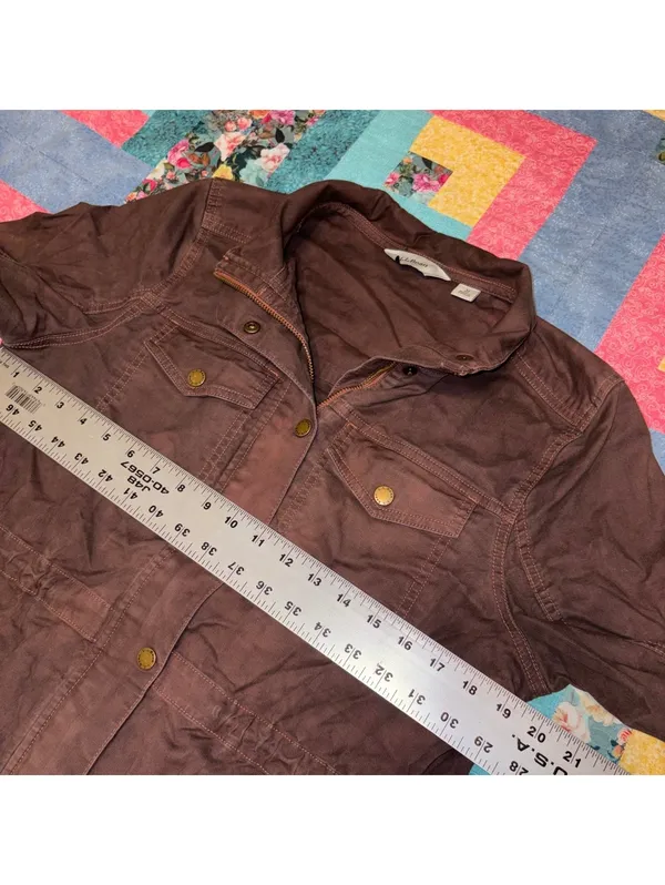 L.L.Bean $110 “Faded Brownwood” Women's M Brown Utility Jacket Size Med Outdoor - Image 8