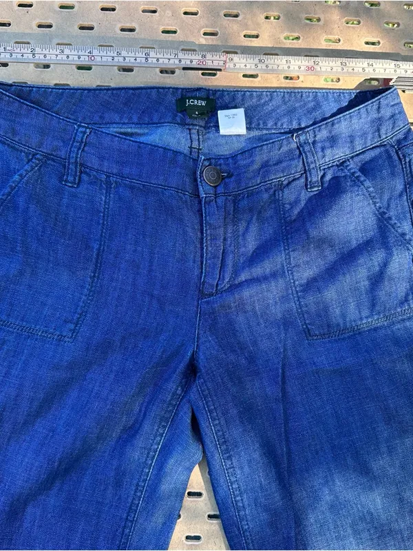 J. Crew Women's City Fit Wide-Leg Jeans in Deep Indigo Blue Cotton Size 4 - Image 3