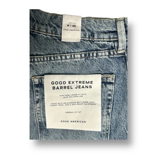 Good American 8/29‎ Extreme Barrel Jeans Indigo Balloon Wide Leg High Rise 90s - Image 9