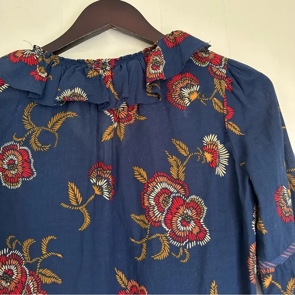 MADEWELL x Warm Ruffle-Collar Top Blue Floral XSmall - Image 8