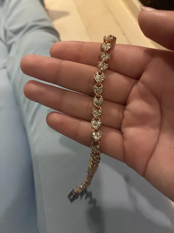 Rose Gold Heart Link Bracelet with Crystal Accents - Image 4