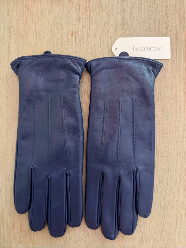 Harssidanzar Touchscreen Womens Blue Leather Gloves Soft Lambskin Size M NWT - Image 3