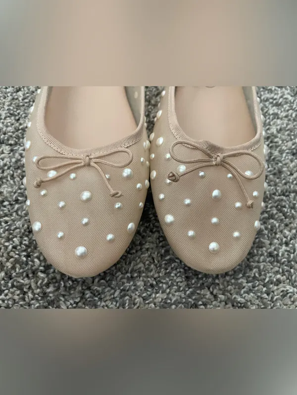 Women’s Dolce Vita Cadel Pearl Mesh Ballet Flats Beige Size 11 - Image 2