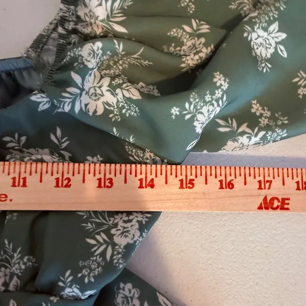 Altar'd State Sage Green Floral Peplum Blouse Tie Back Balloon‎ Sleeve XS Boho - Image 7