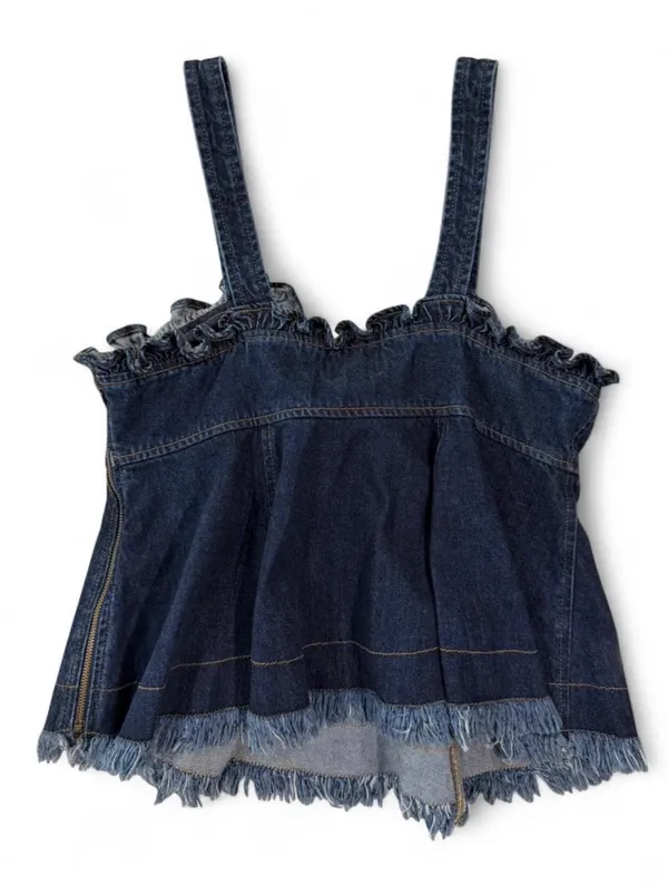 Madewell X Karen Walker Raw-Edged Denim Trianon Top Size 8 - Image 7