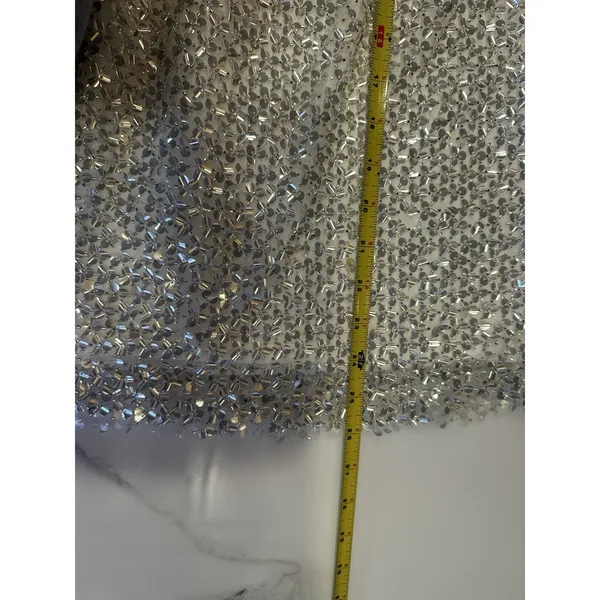 Lulu’s White Silver Sequin Strapless Mini Dress Size Medium Bridal Disco Formal - Image 6