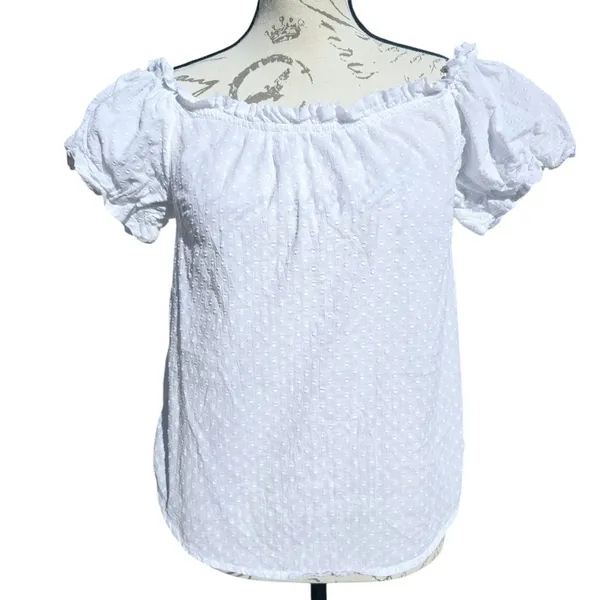 Anthropologie -1679 Maeve Sojourner Off-The-Shoulder Top‎ White Women's size 4 - Image 2