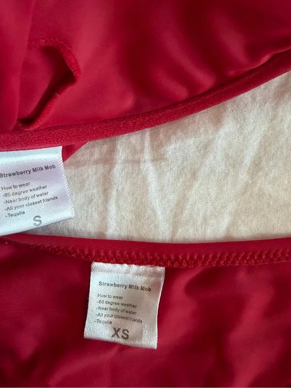 Strawberry Milk Mob Bow Bikini Set Red Size XS - Image 3