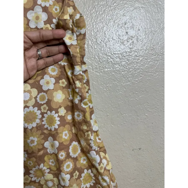 Afends Hemp Tencel Retro Daisy Floral Mini Dress Sleeveless Scoop Neck US 2 - Image 5