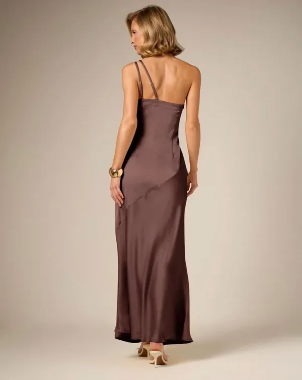 SheIn Long brown silky wedding guest dress - Image 2