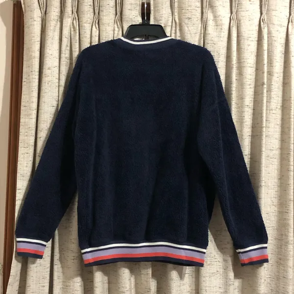 Aerie Navy Crewneck Striped Trim Sweatshirt - Image 5