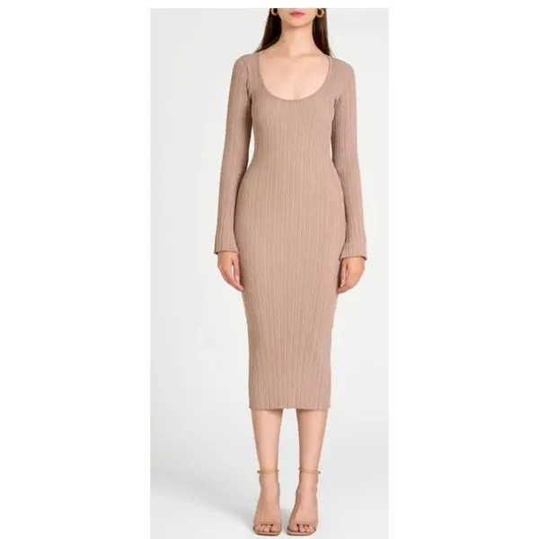 WAYF Alexi Long Sleeve Rib Dress Size‎ Lage - Image 3