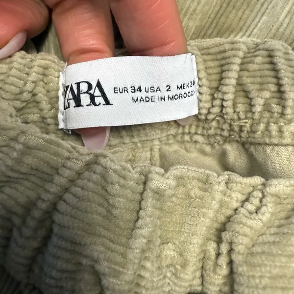 Zara Women‎ Size 2 Sage Green Corduroy Pockets Casual Trouser Pants - Image 5
