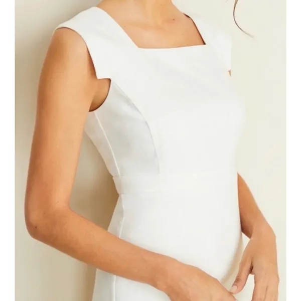 Ann Taylor Womens White Square Neck Cap Sleeve Sheath‎ Dress Professional Formal - Image 2