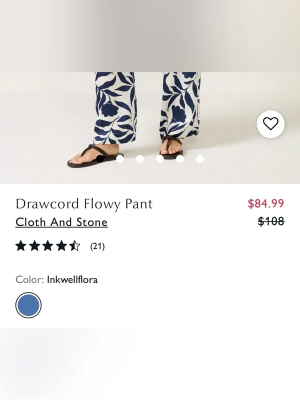 NWT Cloth & Stone SET Satin Floral Blue Tank Pant M - Image 13