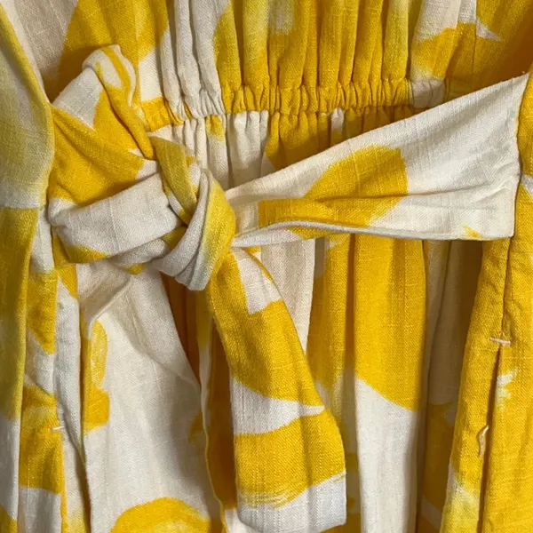 Simply Vera Vera Wang Yellow Floral Linen Blend‎ Tie Back Dress Womens XS - Image 10