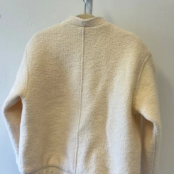 Abercrombie & Fitch Cream Wool Blend Sherpa Bomber Jacket Mock Neck Size Medium - Image 6