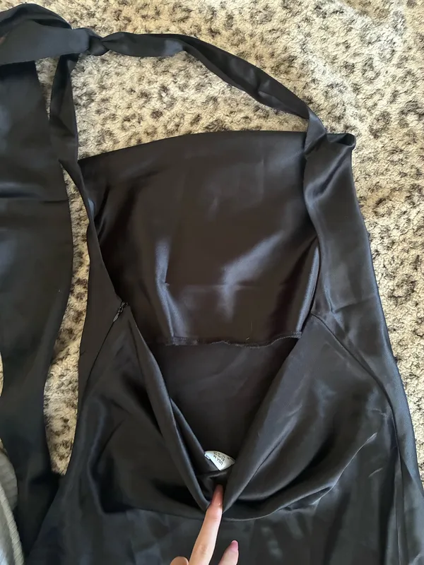 Silk black dress Drop neck Size M - Image 2