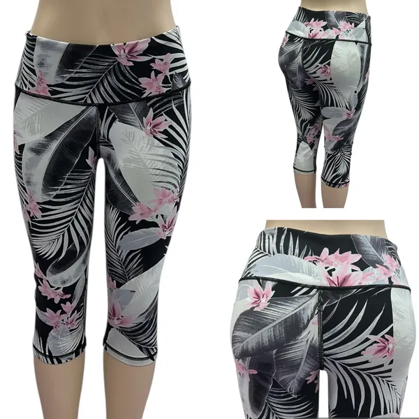 Victorias Secret Knockout Sport Crop Floral Print Leggings Womens Medium - Image 3