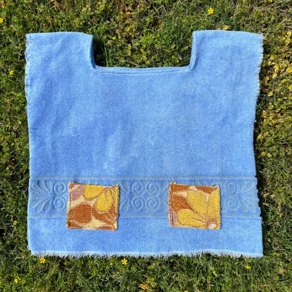 Vintage 70s Grecian Blue Towel Top - Image 2