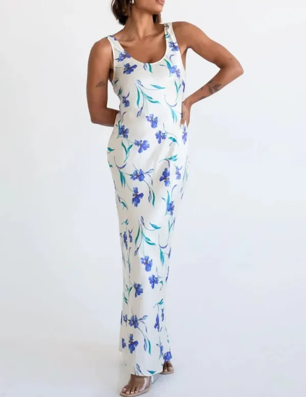 Rumored Satin Maxi dress Blue - Image 2