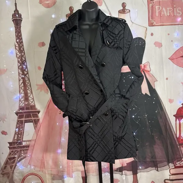 Calvin Klein Black Quilted Coat Jacked Double Breasted Women's Size M - Image 15