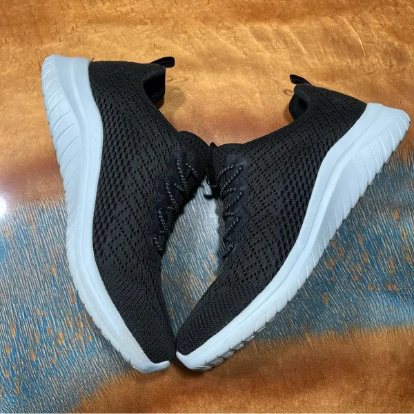 Skechers Memory Foam Mesh Slip on Sneakers black white washable size 8.5 - Image 2