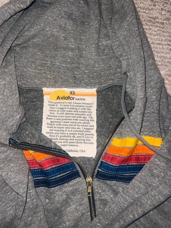 Aviator Nation Hoodie Zip-Up 5 Stripe - Image 2