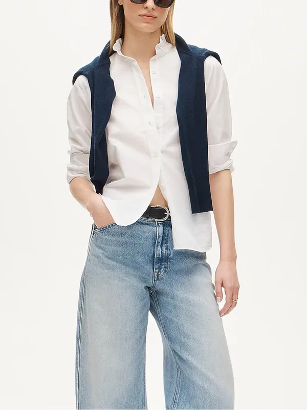 NWT J. CREW Jules Ruffle Collar Shirt Cotton Poplin White - Image 2