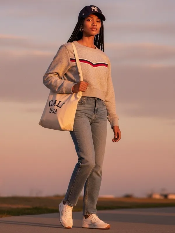 Abercrombie & Fitch Gray Cropped Fleece Sweatshirt Womens M Retro Stripe Y2K Top - Image 3