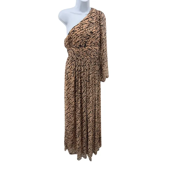 Gianni Bini Dalia One Shoulder Animal Print Chiffon Maxi‎ Dress Asymmetrical 4 - Image 4