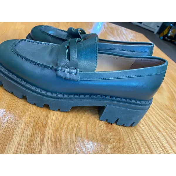 Free People Lyra Lug Sole Loafer Women's 7.5 Black Leather Slip On Round Toe S9 - Image 4