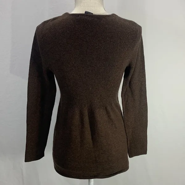 Sarah Spencer Wool Blend Brown V Neck Cardigan Sweater Size Large - Image 8