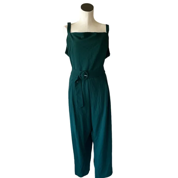 NWOT Rachel Rachel Roy Wide Leg Jumpsuit Belted In Pine Green - Image 3