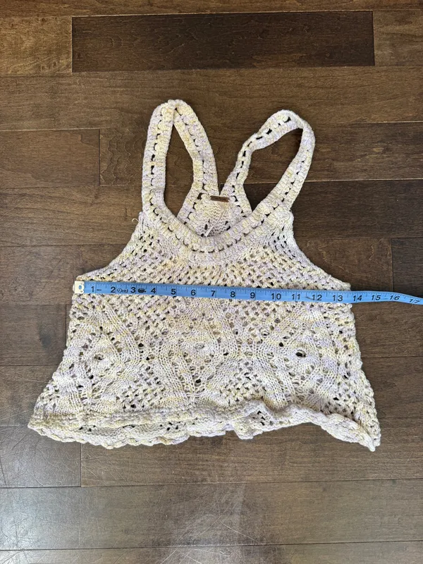 Free people pastel crochet crop tank top small - Image 3