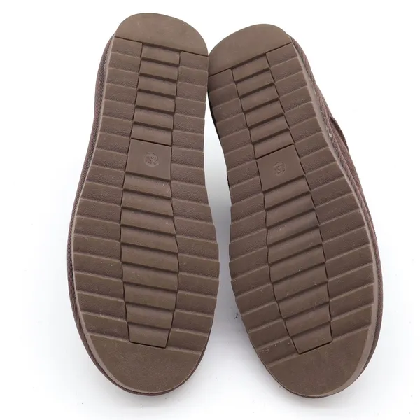 Cushionaire Slippers Women 8.5 Suede Memory Foam Mules Brown Faux Fur Excellent - Image 9