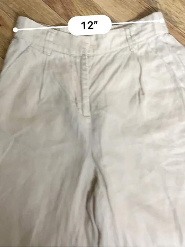 Magaschoni Pants Womens XS Beige 100% Linen Wide Leg Pull On Coastal - Image 12
