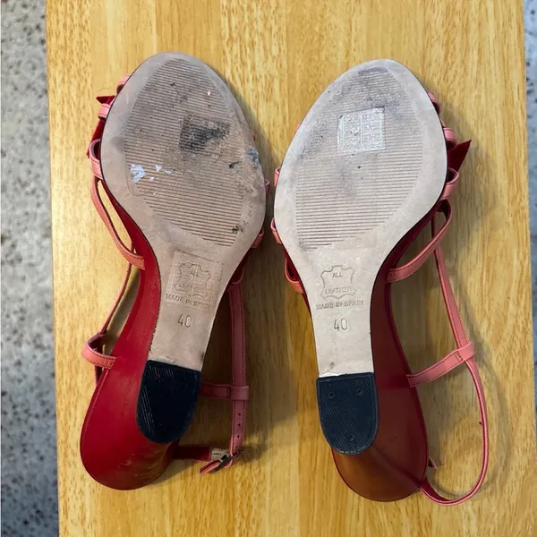 L.K. Bennett red heel red bow with sling back strap 9.5 Pink - Image 6