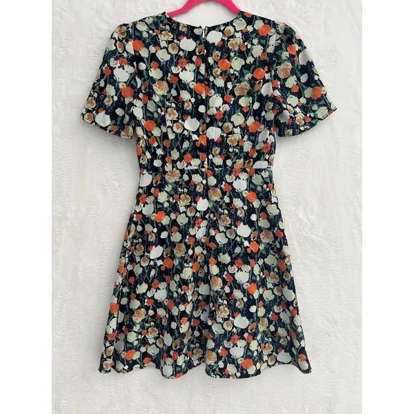 Love‎ + Harmony Floral Mini Dress Womens Small White Eyelet Collar Short Sleeve - Image 6