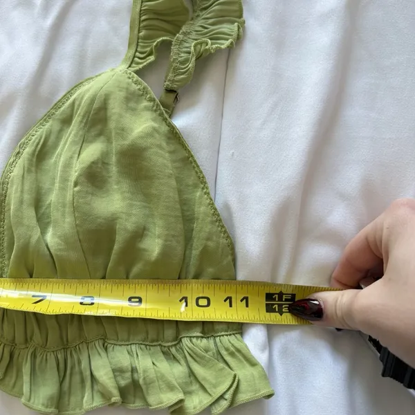 Forever 21 Womens Size Small Green Bralette Top Ruffle Classic Summer Beach‎ - Image 3