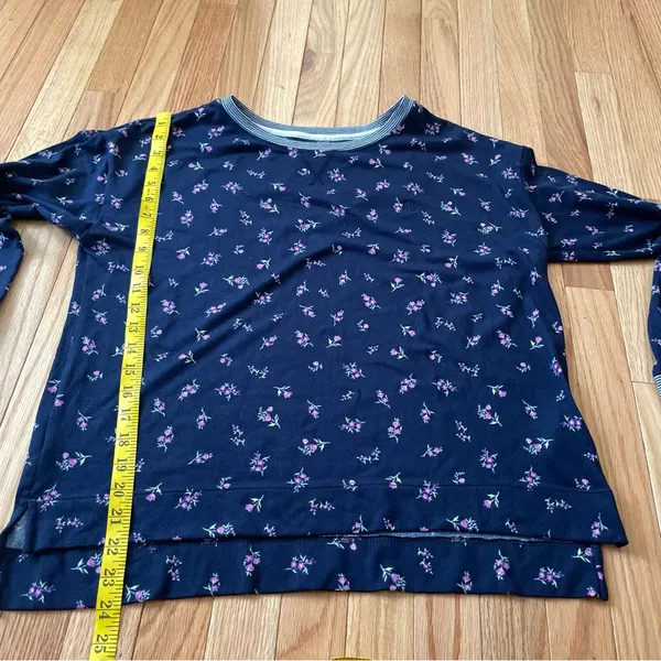 Lauren Ralph Lauren Floral Pajama Top Women Large Navy Blue Feminine Cottagecore - Image 7