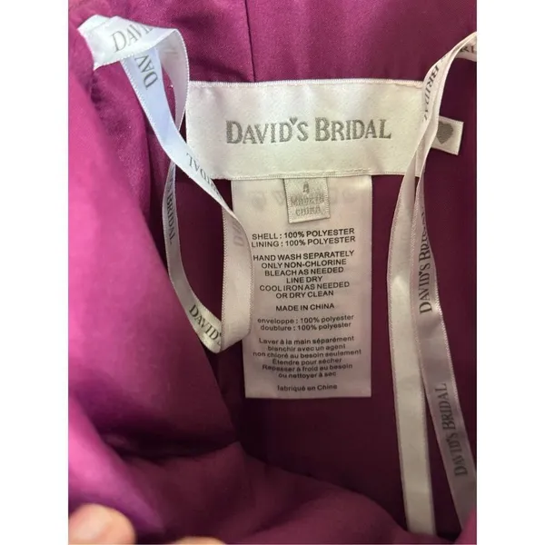 David’s Bridal Strapless Plum Dress Size‎ 4 Bridesmaid Formal Back Zip - Image 8