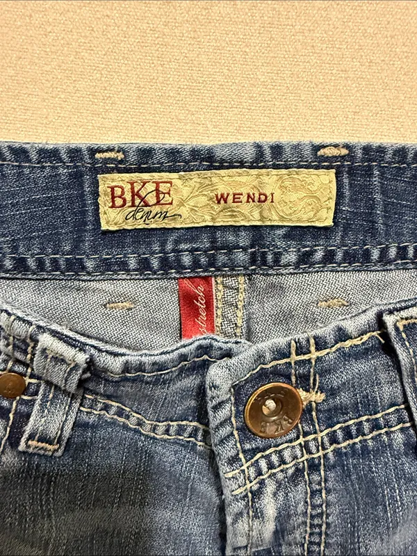 BKE Medium Blue Denim Shorts with Embroidered Back Pockets - Image 3