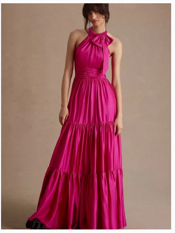 Mac Duggal High-Neck Satin Formal Dress - Image 4